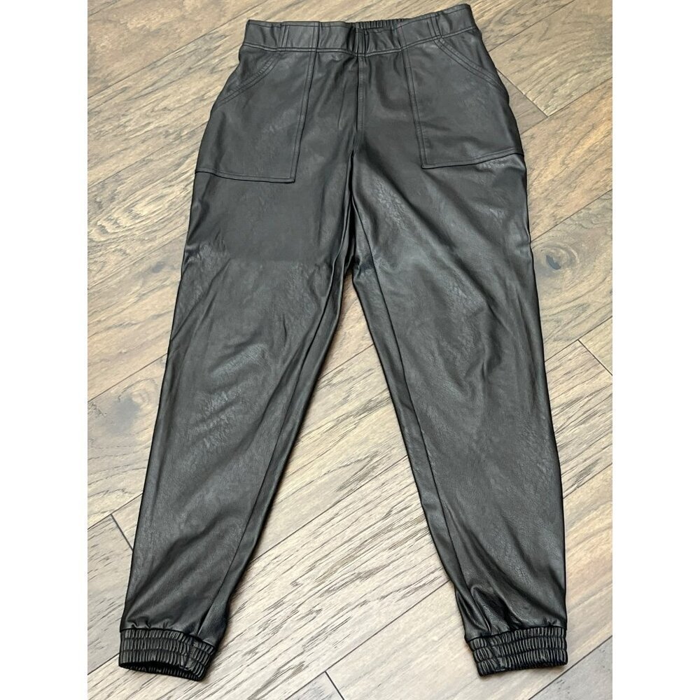 SPANX Faux Leather Joggers Black Sz S NWOT